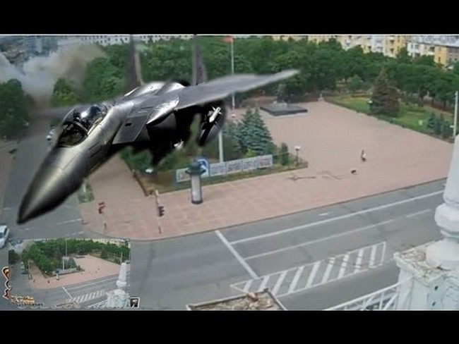 авиаудар по Луганску кадр из видео